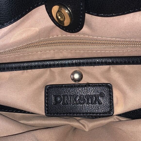 Pinkstix Soft Black Straw Look Woven Shoulder Bag with Gold Chain Vegan Leather - Picture 3 of 6